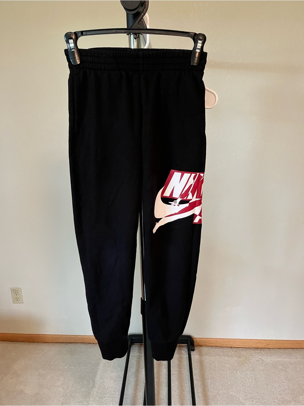 Nike Kids Black Sweatpants with Red & White Logo